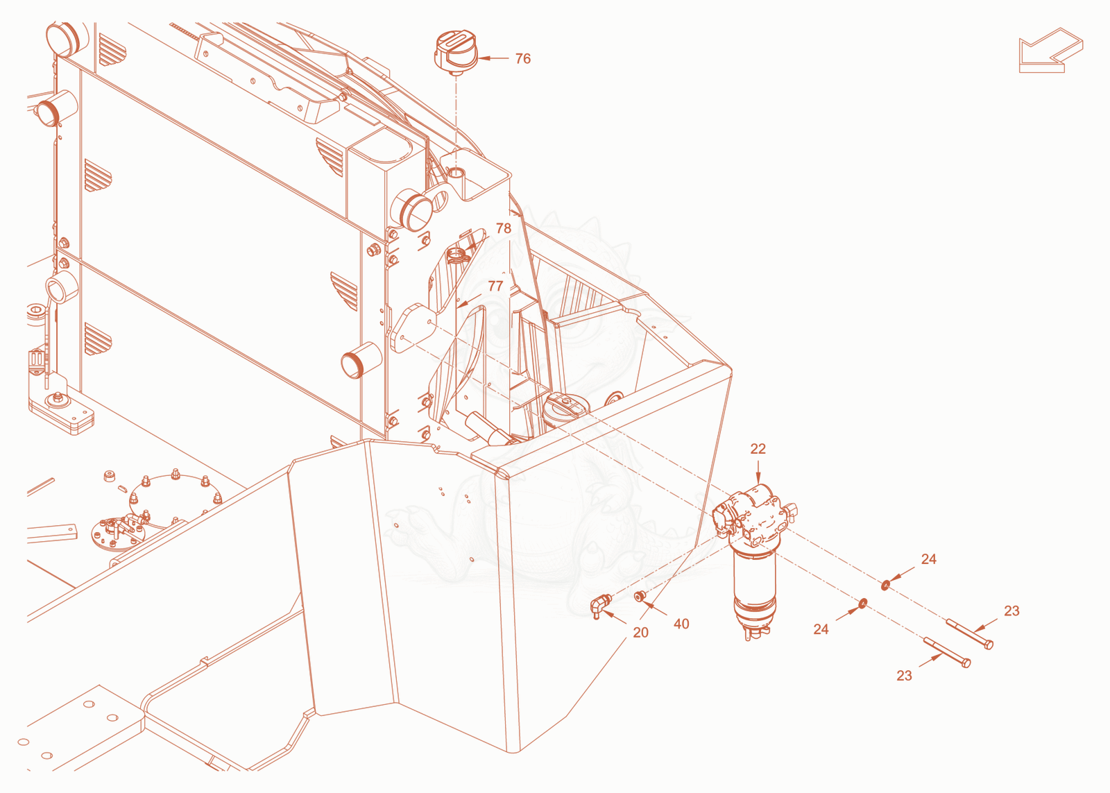 Exploded parts diagram of the fuel system of a Wacker Neuson RC110CAB, with numbered balloons