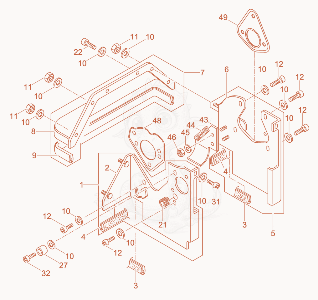 Exploded parts diagram of the Air Ducting of a Wacker Neuson DPU4545HE, with numbered balloons