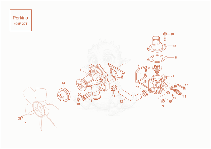 Exploded parts diagram of the cooling system of a Wacker Neuson EZ53, with numbered balloons