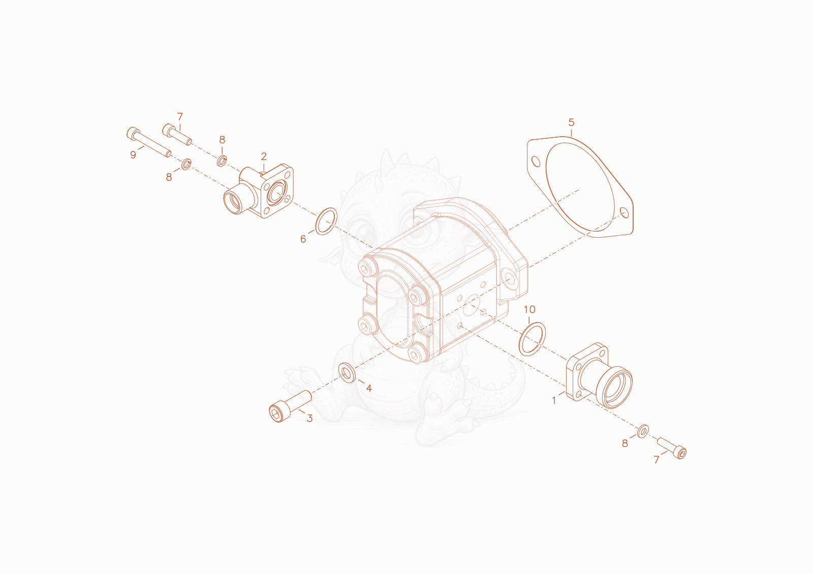 Exploded parts diagram of the mounting set pump of a Wacker Neuson WL20, with numbered balloons