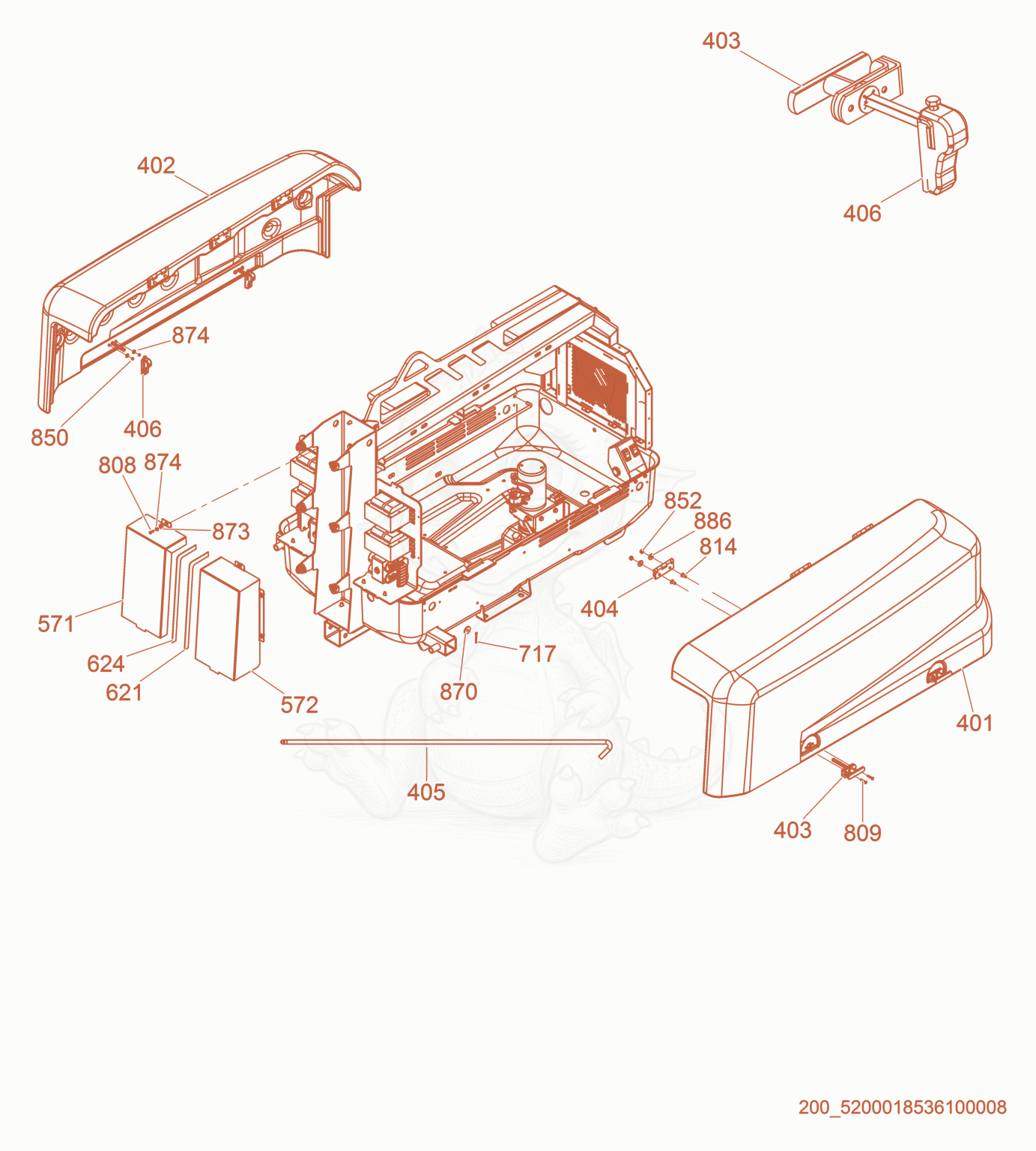 Exploded parts diagram of the Enclosure Panels of a Wacker Neuson LTN8K-VS, with numbered balloons