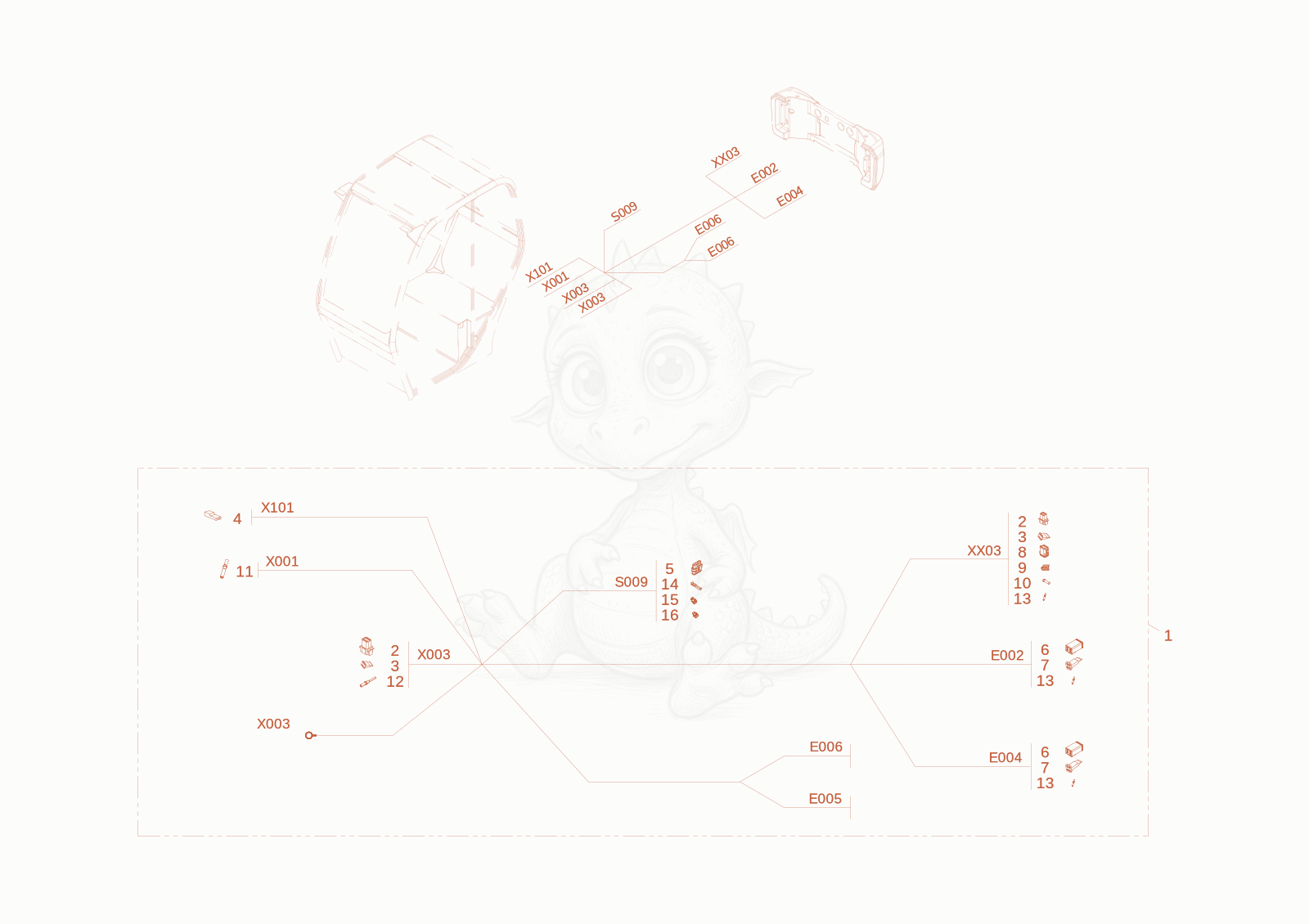 Exploded parts diagram of the wiring harness lighting of a Wacker Neuson WL32, with numbered balloons