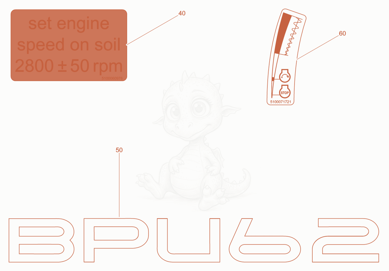 Exploded parts diagram of the Type Label BPU62 of a Wacker Neuson XPUKMAT, with numbered balloons