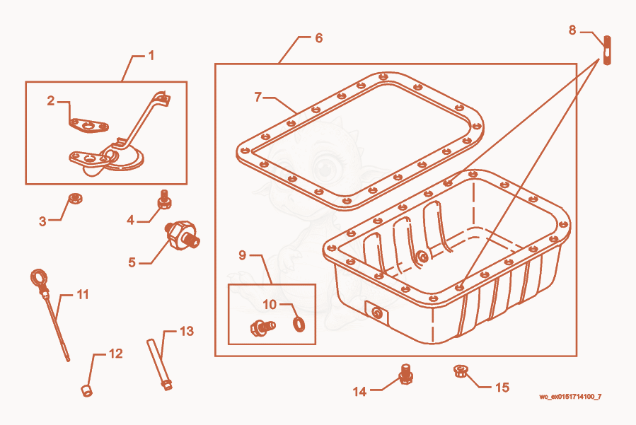Exploded parts diagram of the Oil Pan of a Wacker Neuson CRT48-31V-ES, with numbered balloons
