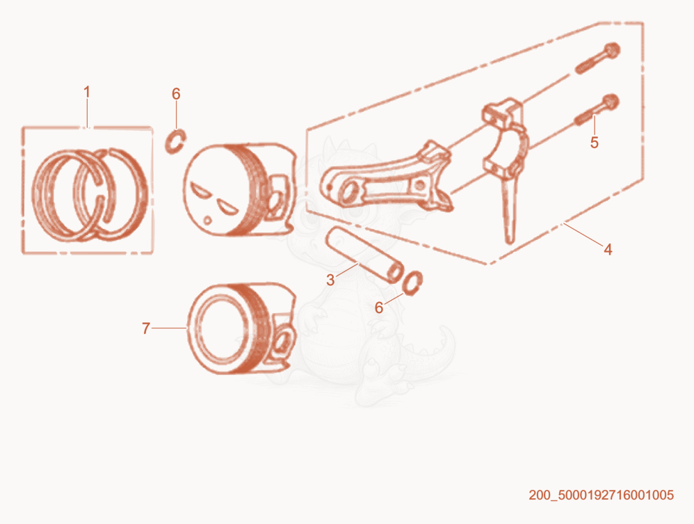 Despiece del Piston de una máquina Wacker Neuson CT36-8A-V, con globos numerados