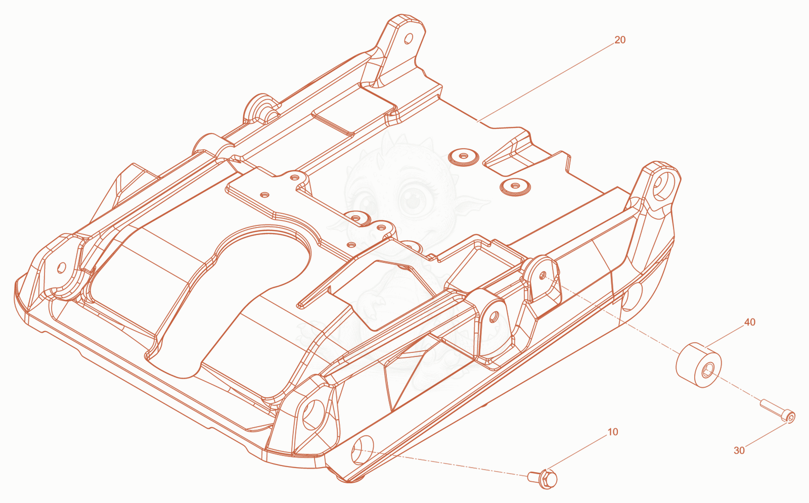 Exploded parts diagram of the Upper mass base of a Wacker Neuson WPKMAT, with numbered balloons