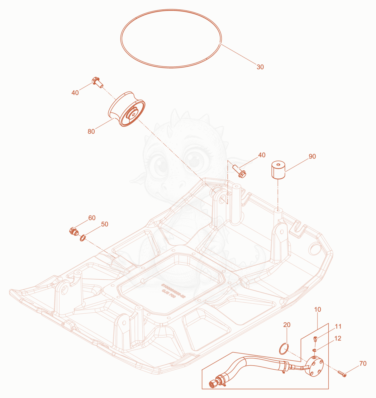Exploded parts diagram of the Baseplate basis of a Wacker Neuson DPU6260H, with numbered balloons