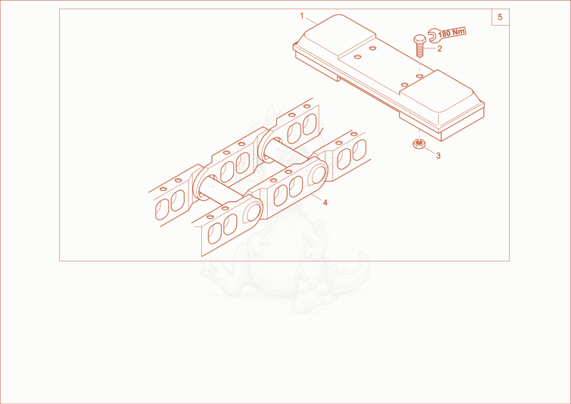 Exploded parts diagram of the hybrid track (Option) of a Wacker Neuson 8003, with numbered balloons