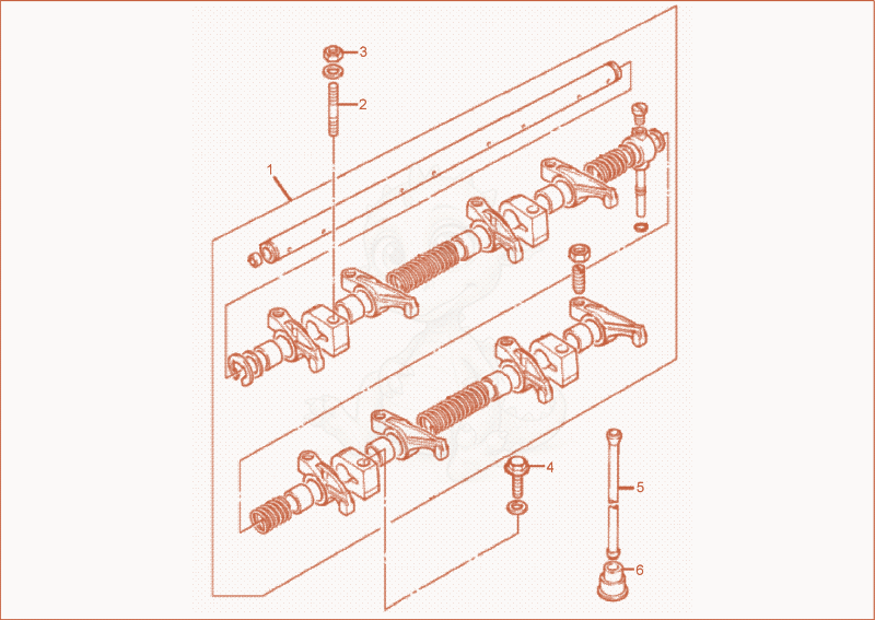 Exploded parts diagram of the valve controlling of a Wacker Neuson 6001, with numbered balloons