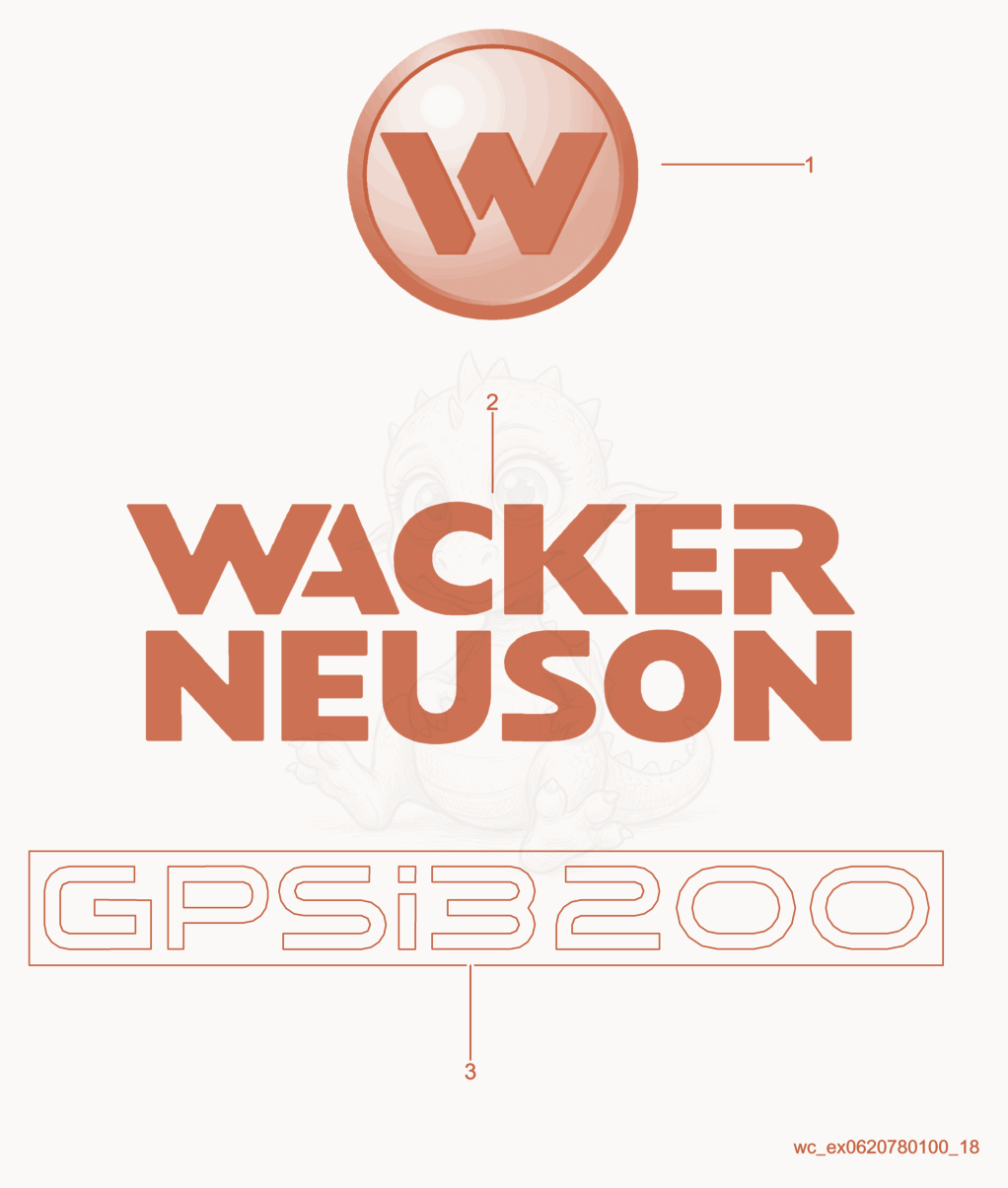 Exploded parts diagram of the Labels of a Wacker Neuson GPSI3200, with numbered balloons