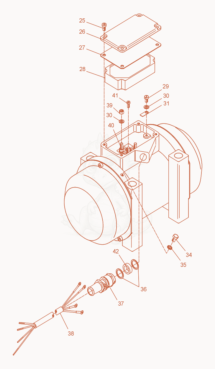 Exploded parts diagram of the External Vibrator cpl. of a Wacker Neuson AR44/6/055, with numbered balloons