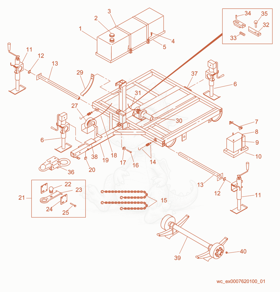 Exploded parts diagram of the Frame/Components of a Wacker Neuson LTP4SZ, with numbered balloons