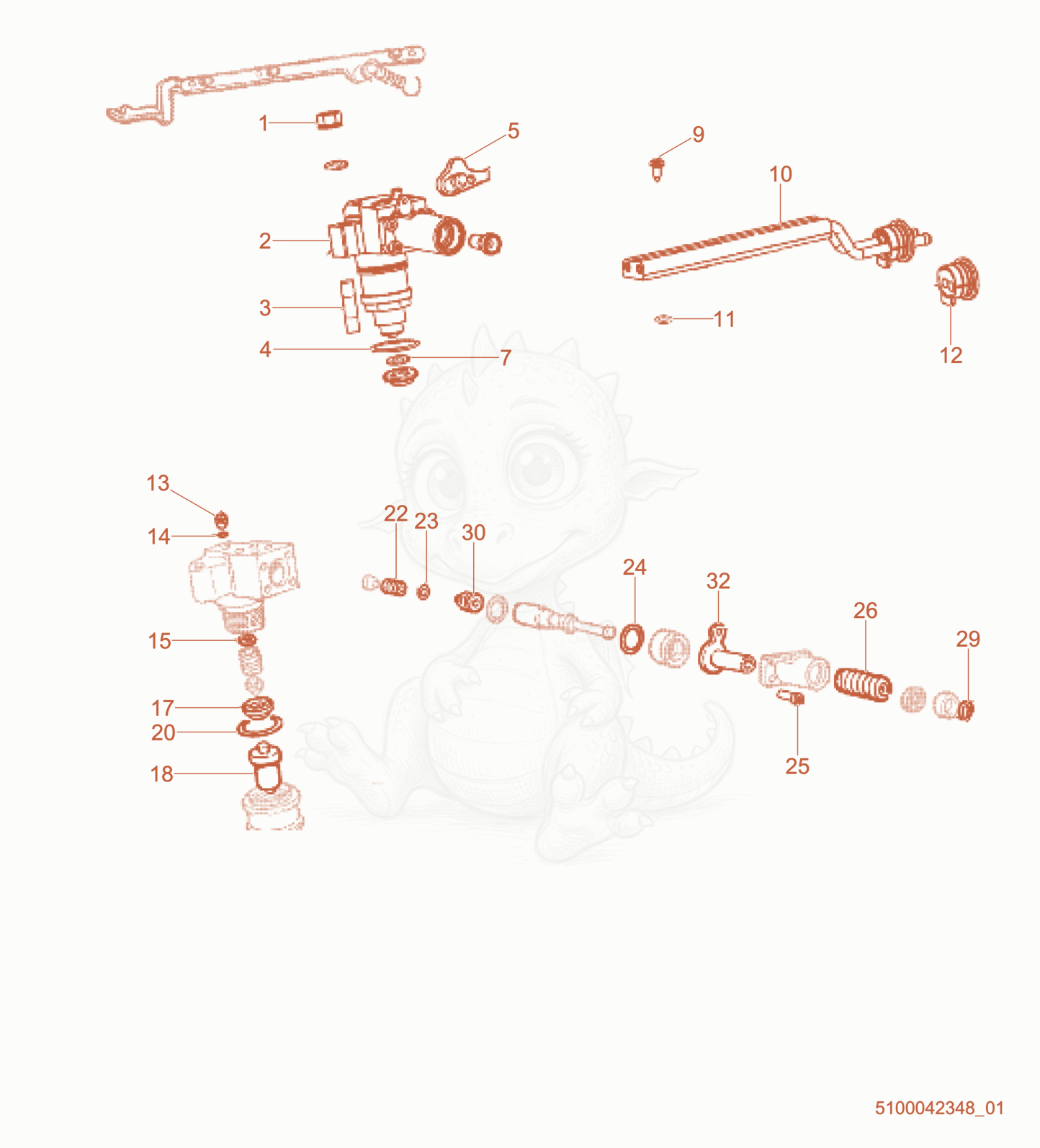 Exploded parts diagram of the Fuel Injection System of a Wacker Neuson RTLX-SC3, with numbered balloons