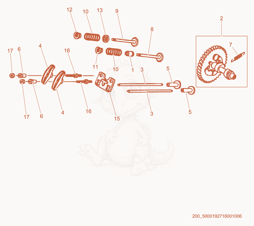 Exploded parts diagram of the Camshaft cpl. of a Wacker Neuson CT36-8A-V, with numbered balloons