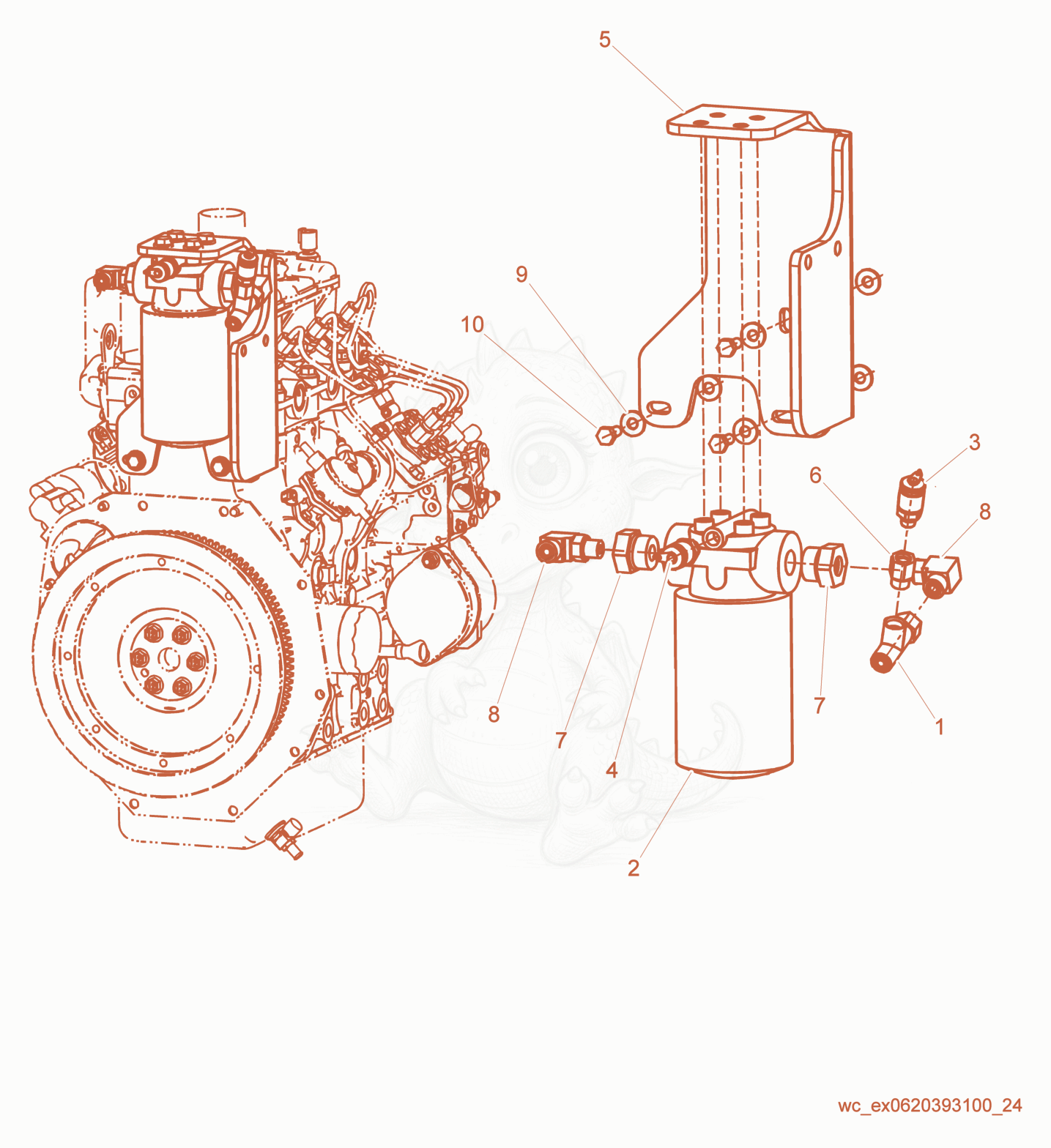 Exploded parts diagram of the Hydraulic Filter of a Wacker Neuson RD27-120, with numbered balloons