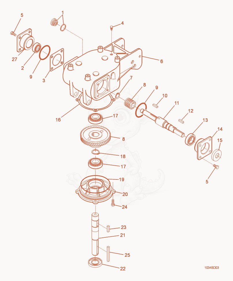 Exploded parts diagram of the Gearbox of a Wacker Neuson CT48AVT, with numbered balloons