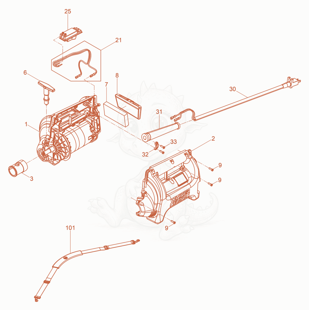 Exploded parts diagram of the Drive Engine of a Wacker Neuson M2500/120US, with numbered balloons