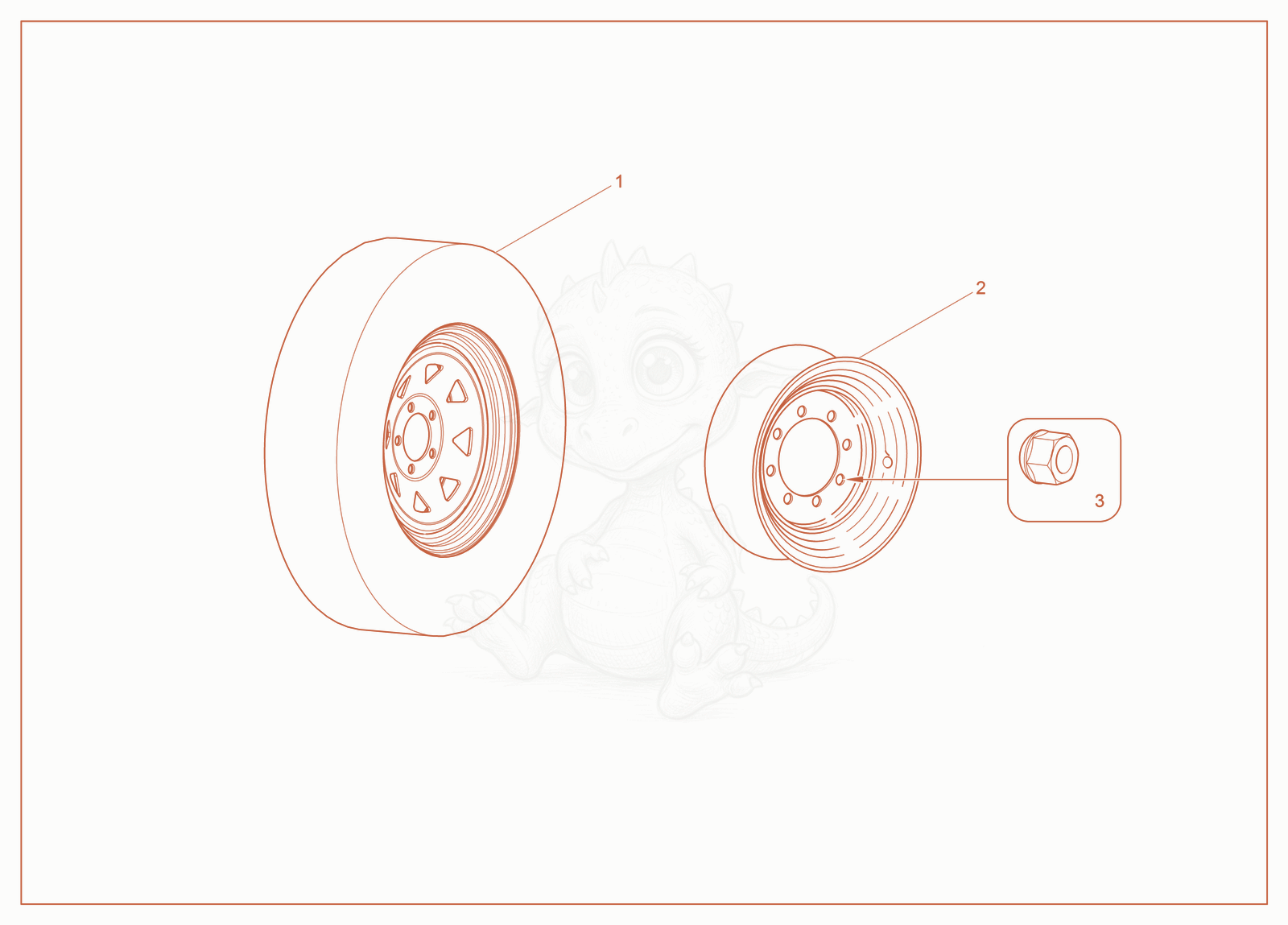 Exploded parts diagram of the Tire of a Wacker Neuson LTV4L, with numbered balloons