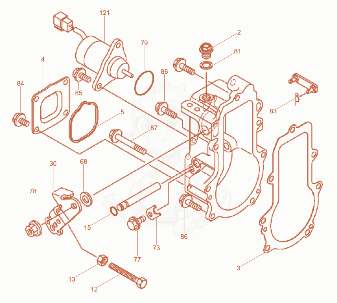 Exploded parts diagram of the Governor of a Wacker Neuson LTN5YUK, with numbered balloons