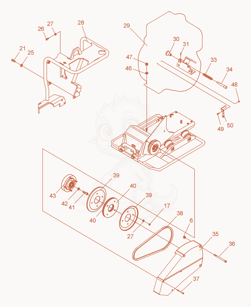 Exploded parts diagram of the Vibratory Plate cpl. of a Wacker Neuson DPS3060, with numbered balloons