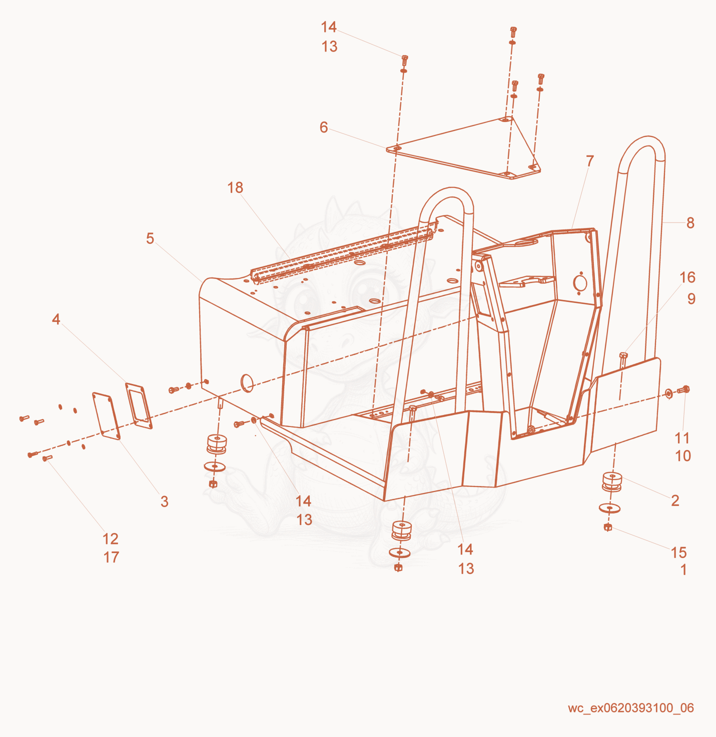 Exploded parts diagram of the Rear Frame of a Wacker Neuson RD27-100, with numbered balloons
