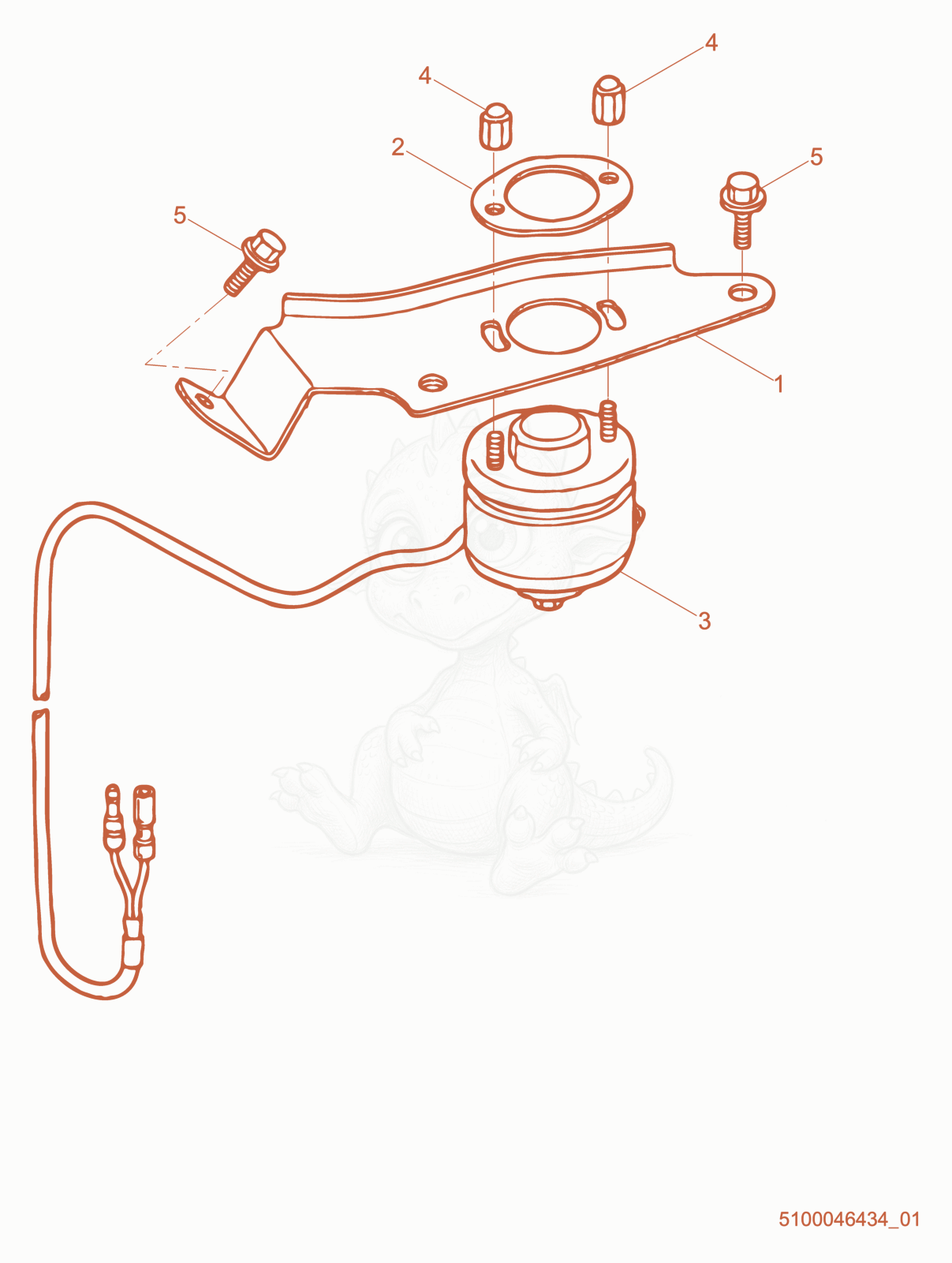 Despiece del Auto Throttle de una máquina Wacker Neuson GPS9700A, con globos numerados