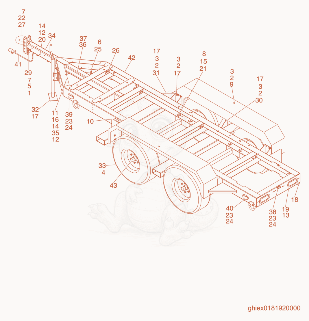 Exploded parts diagram of the Trailer cpl. (Electric Brake) of a Wacker Neuson HI750GM, with numbered balloons