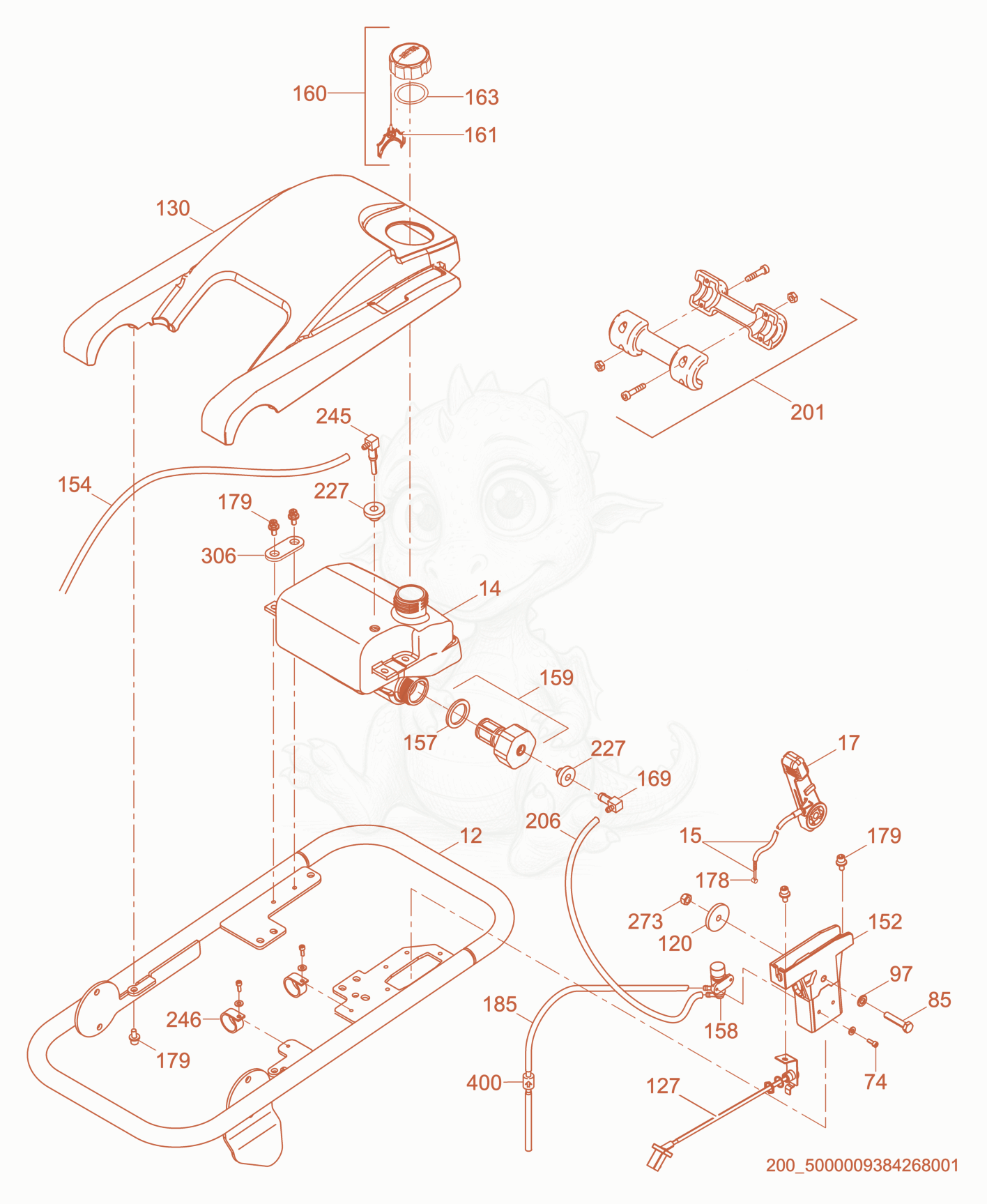 Exploded parts diagram of the Guide Handle cpl. of a Wacker Neuson BS50-2, with numbered balloons