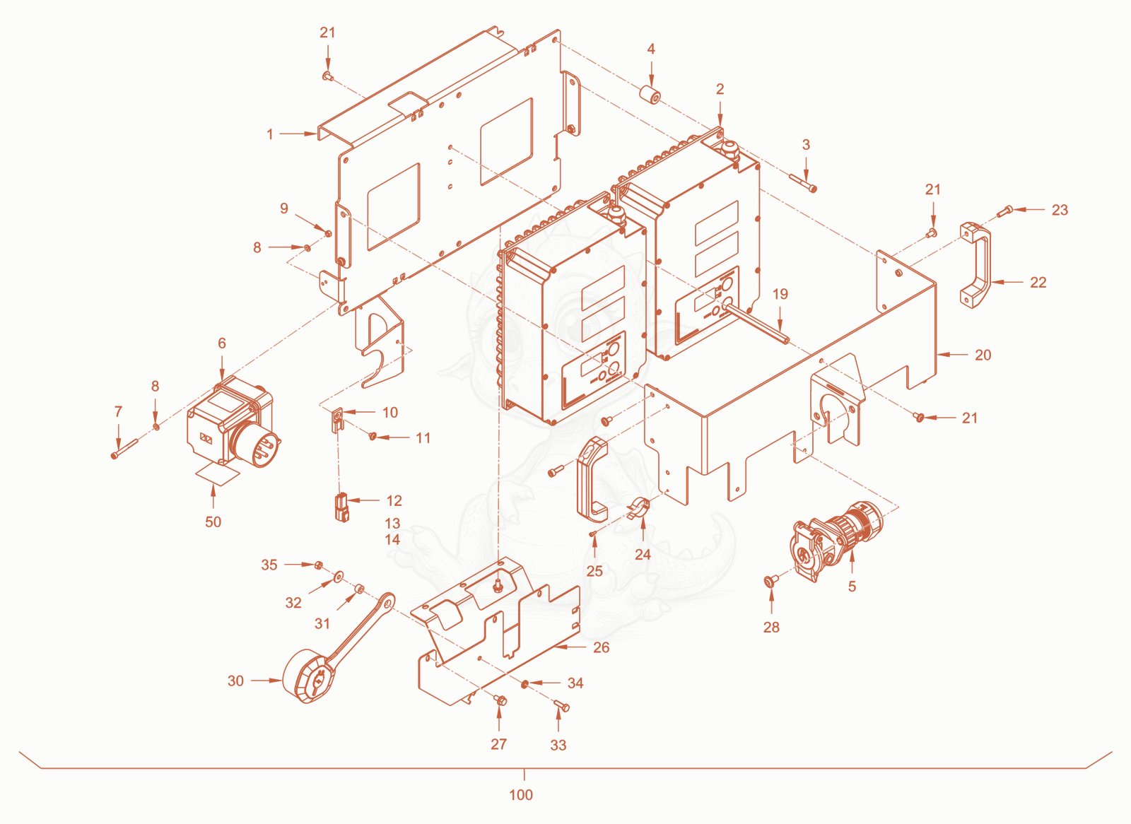 Exploded parts diagram of the electrical system of a Wacker Neuson RD24-100E, with numbered balloons