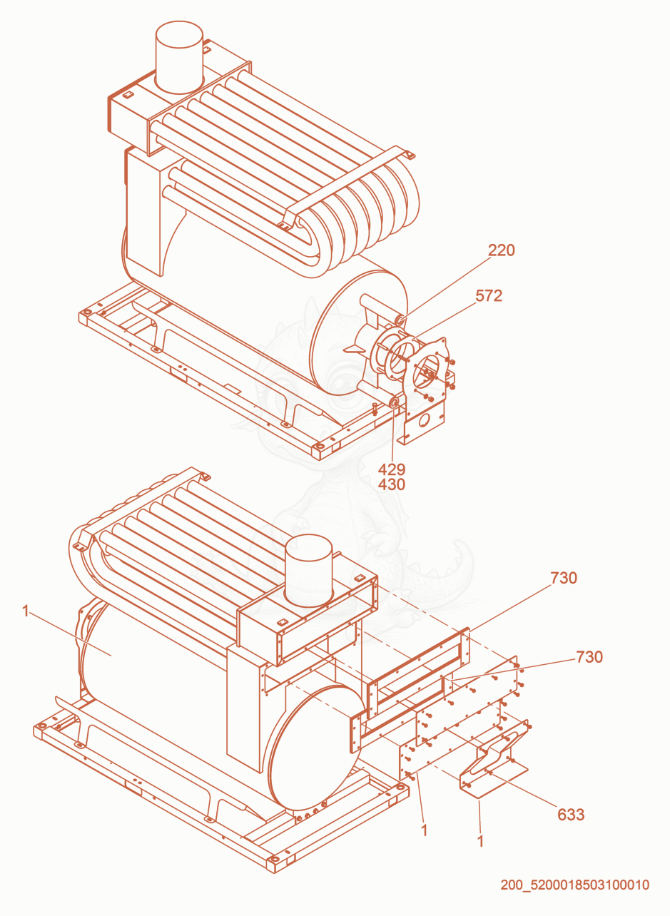 Exploded parts diagram of the Heater/Gaskets (1) of a Wacker Neuson HI260, with numbered balloons