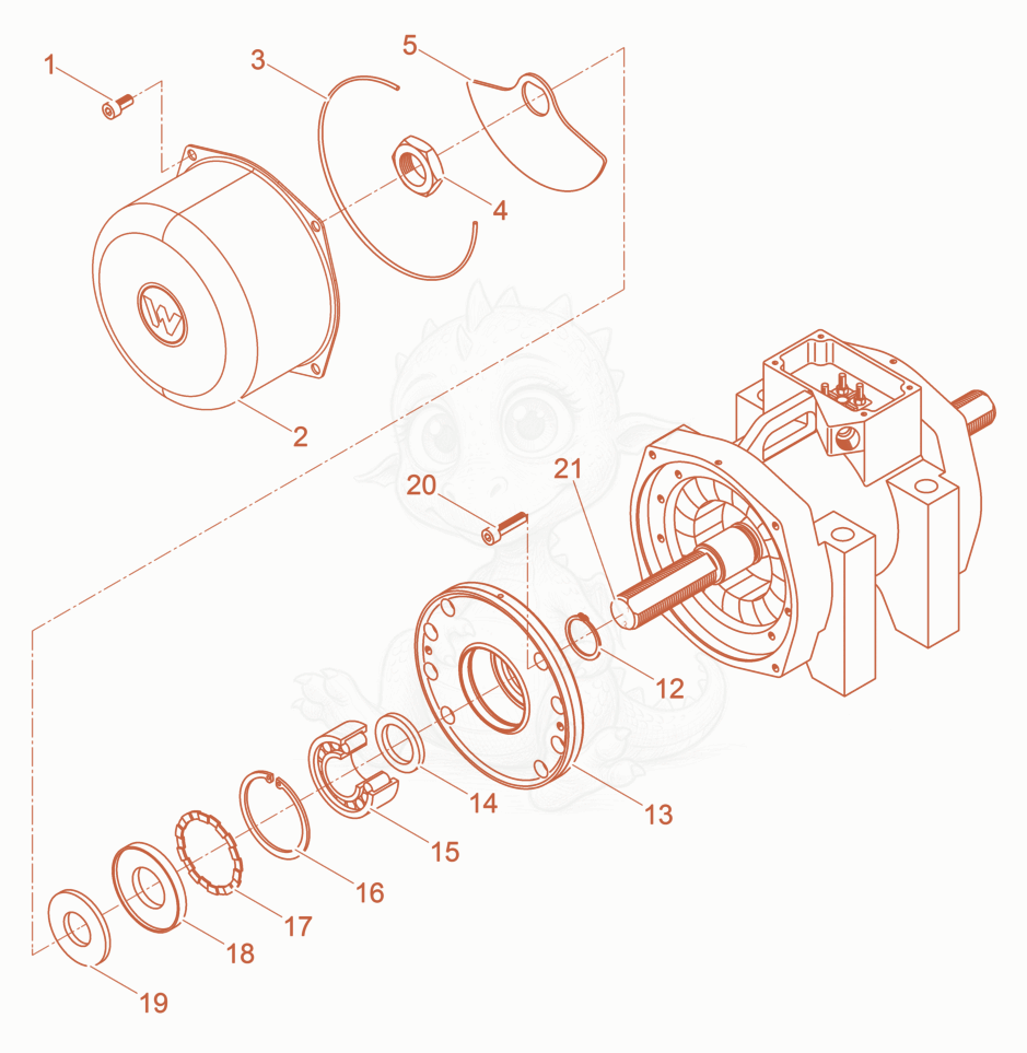 Exploded parts diagram of the External Vibrator cpl. of a Wacker Neuson AR75/1,5/500, with numbered balloons