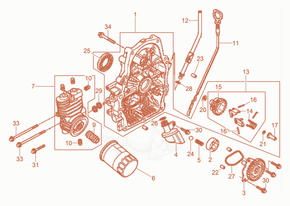 Exploded parts diagram of the Crankcase cover of a Wacker Neuson GS12AI, with numbered balloons