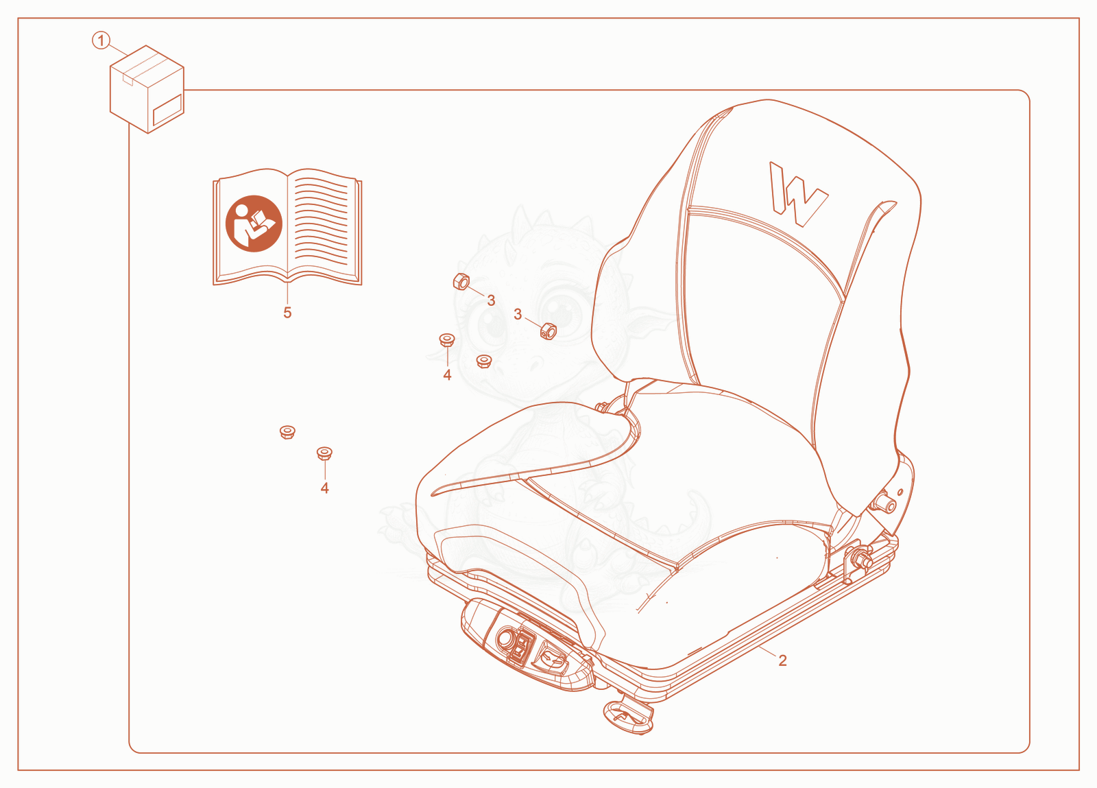 Exploded parts diagram of the Kit—Heated Seat of a Wacker Neuson ST40(S06-5), with numbered balloons