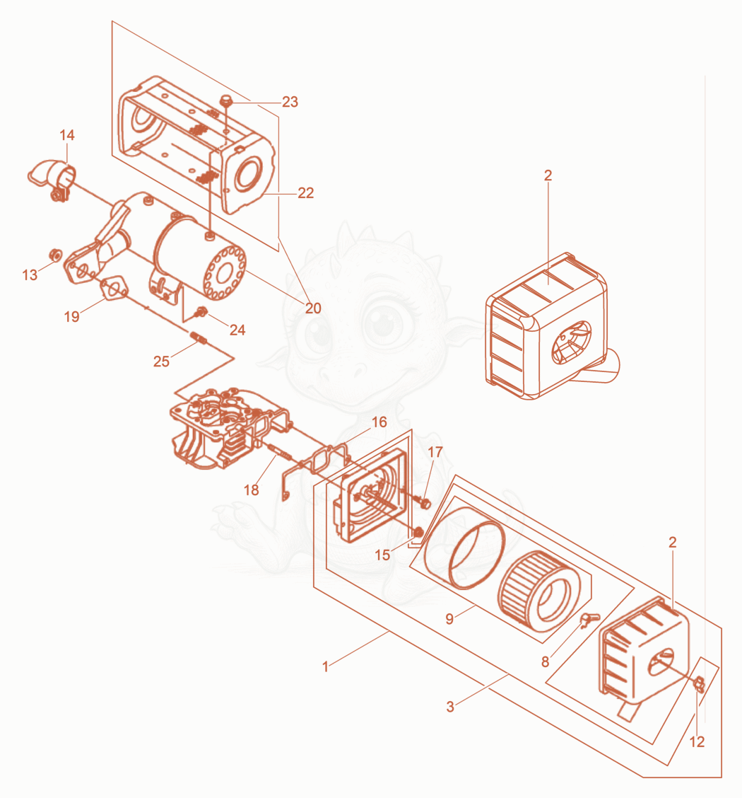 Exploded parts diagram of the Air Cleaner of a Wacker Neuson DPU4045YE, with numbered balloons