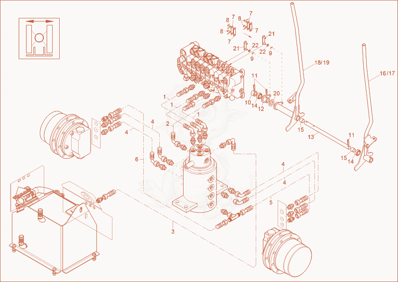 Exploded parts diagram of the TRAVELLING GEAR INSTALLATION TELESCOPIC of a Wacker Neuson 1404, with numbered balloons