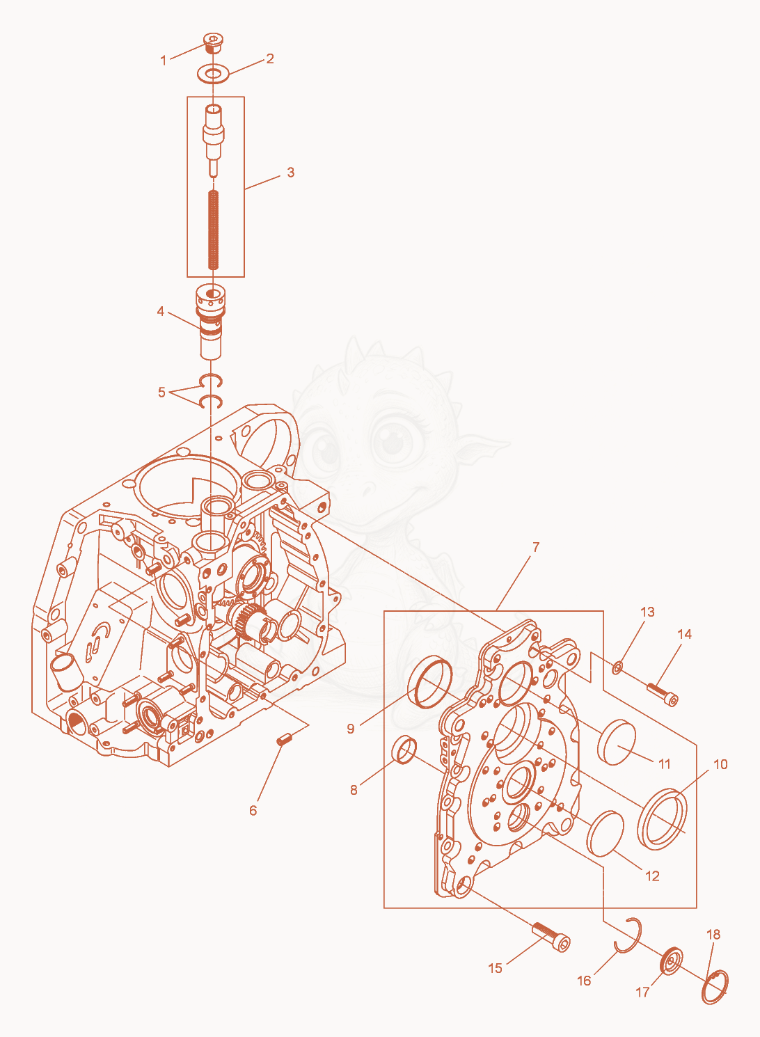 Despiece del Command Cover de una máquina Wacker Neuson DPU6055, con globos numerados