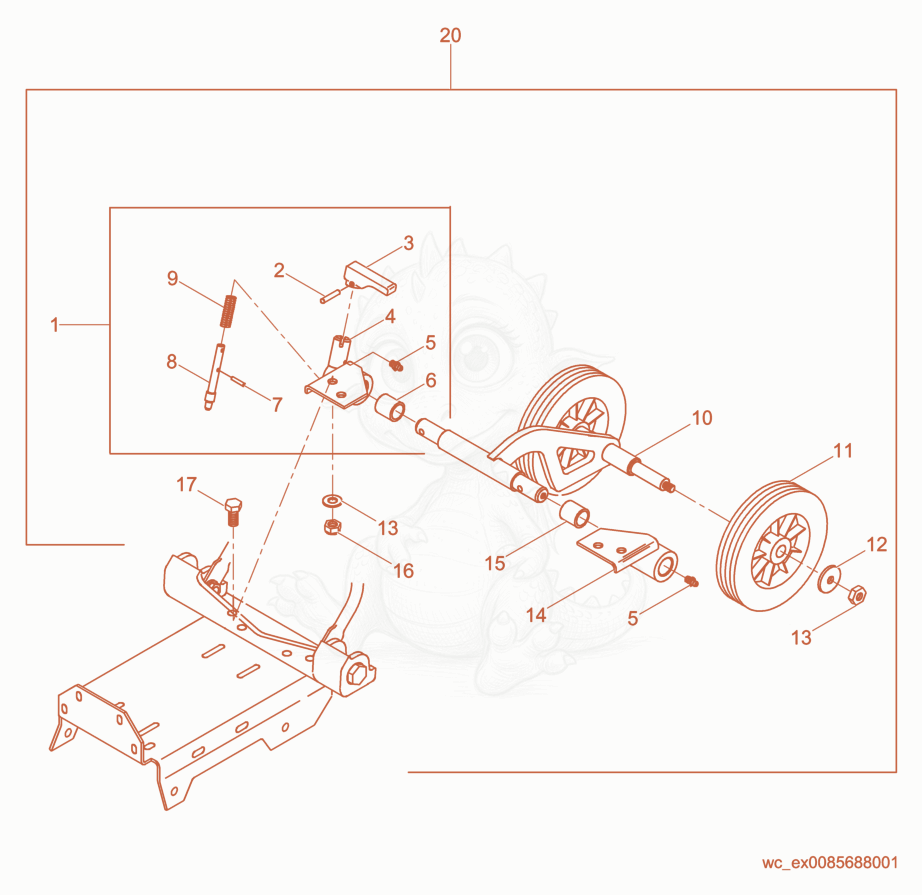 Exploded parts diagram of the Wheel Kit of a Wacker Neuson VPA1750, with numbered balloons