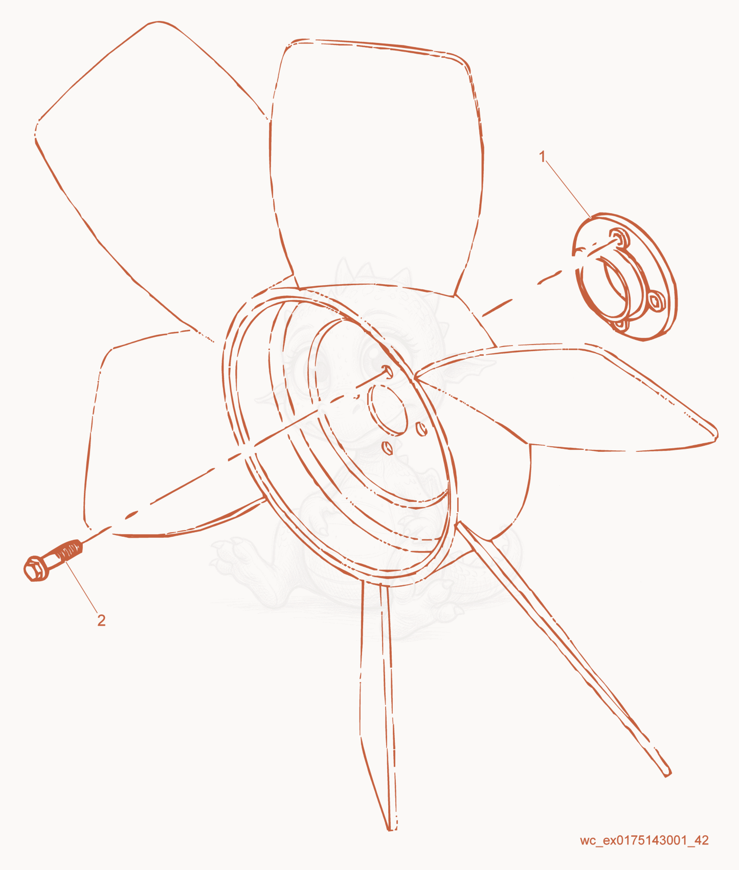 Exploded parts diagram of the Fan Drive of a Wacker Neuson RD27-120, with numbered balloons