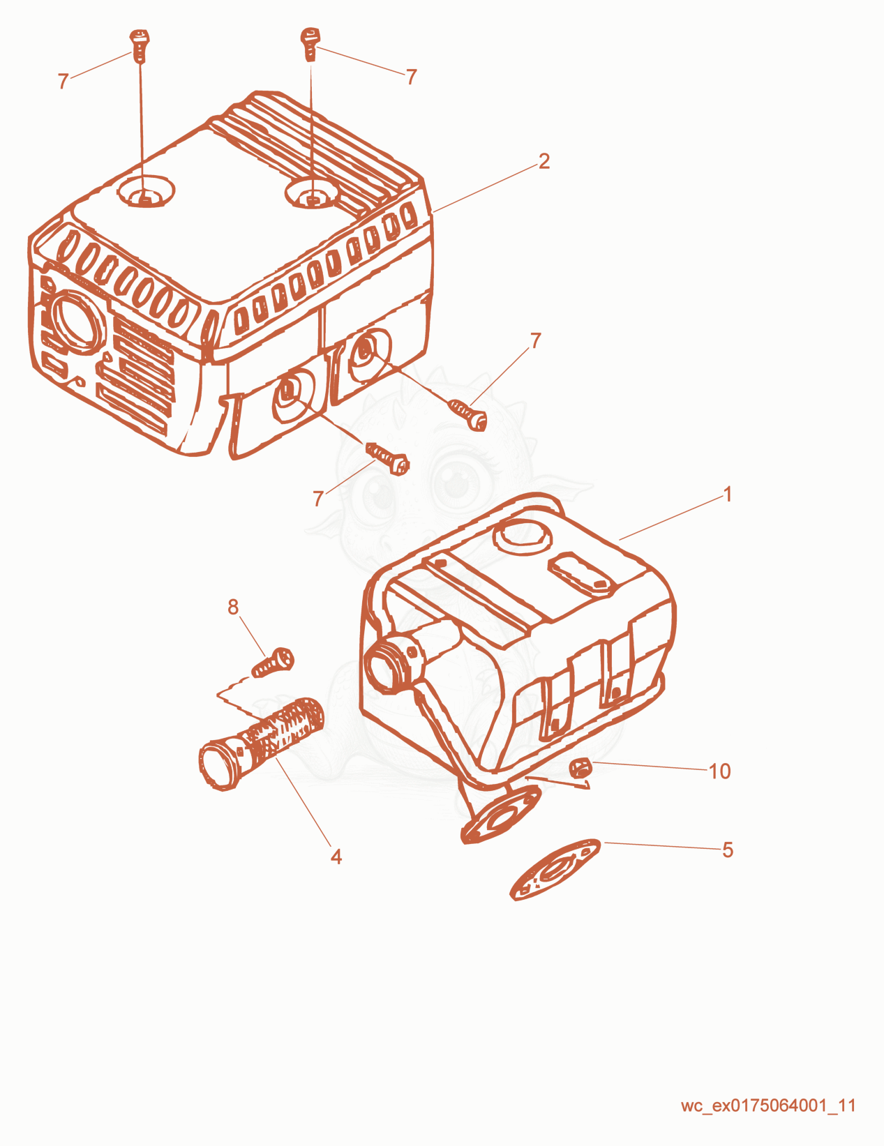 Exploded parts diagram of the Muffler of a Wacker Neuson CT24-4A, with numbered balloons