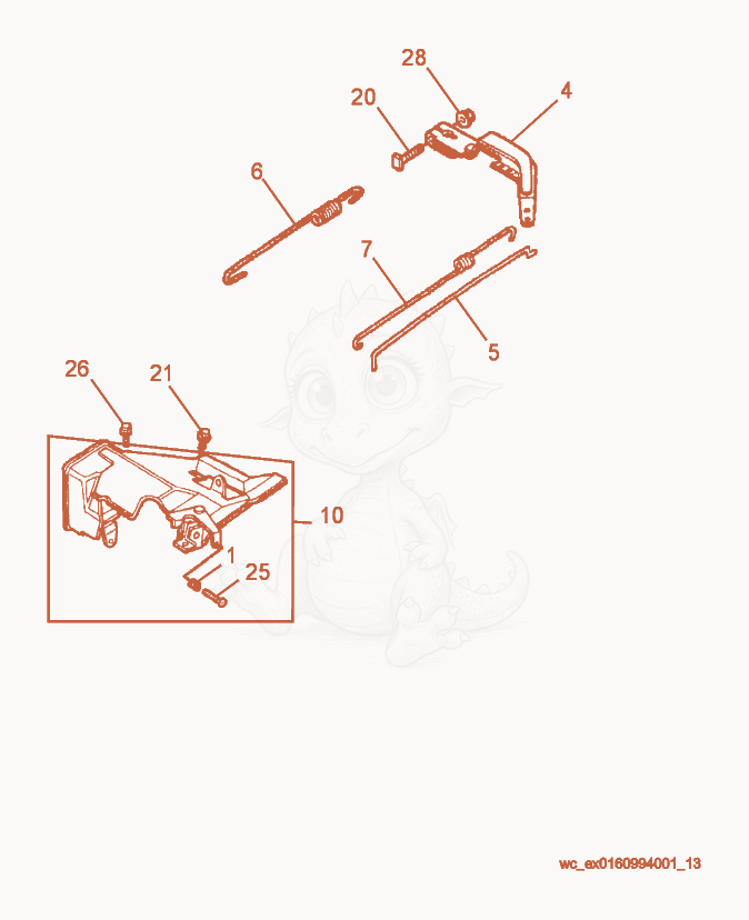 Exploded parts diagram of the Throttle Control of a Wacker Neuson GP2500A, with numbered balloons