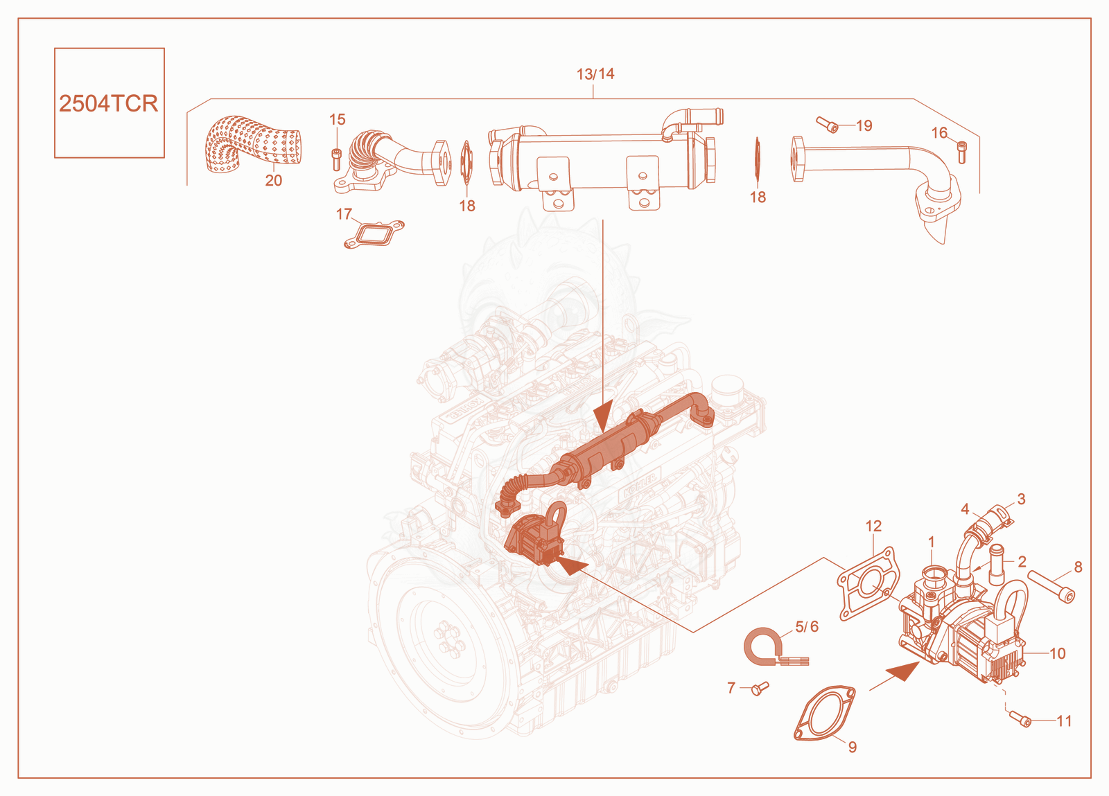 Exploded parts diagram of the Exhaust of a Wacker Neuson ST31(S08), with numbered balloons