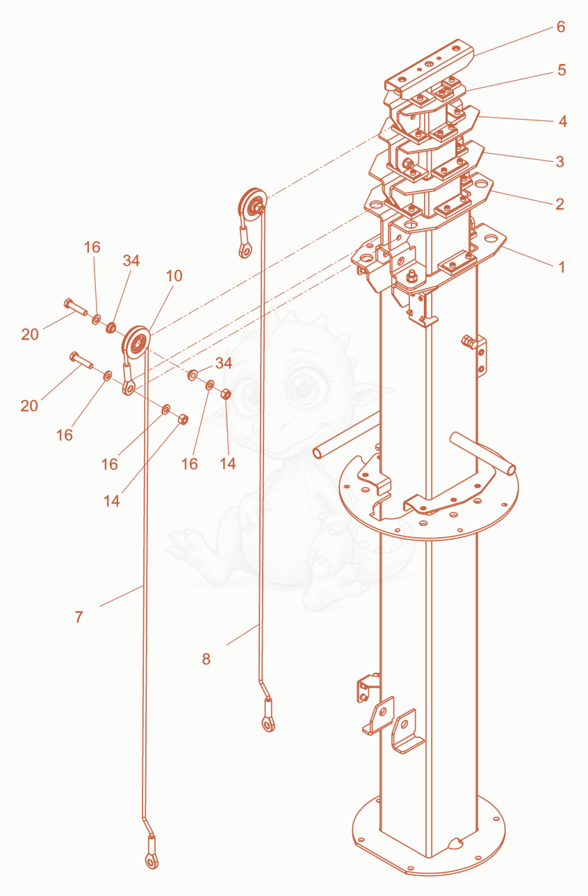Exploded parts diagram of the light pole cpl. hydraulic of a Wacker Neuson LTN5YUK, with numbered balloons