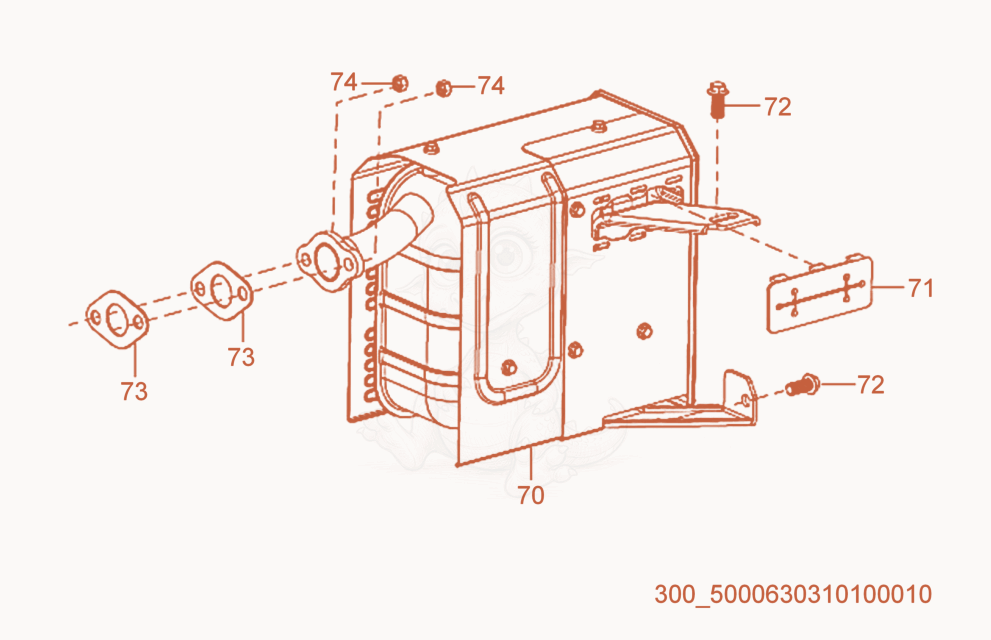 Exploded parts diagram of the Muffler of a Wacker Neuson ML440, with numbered balloons