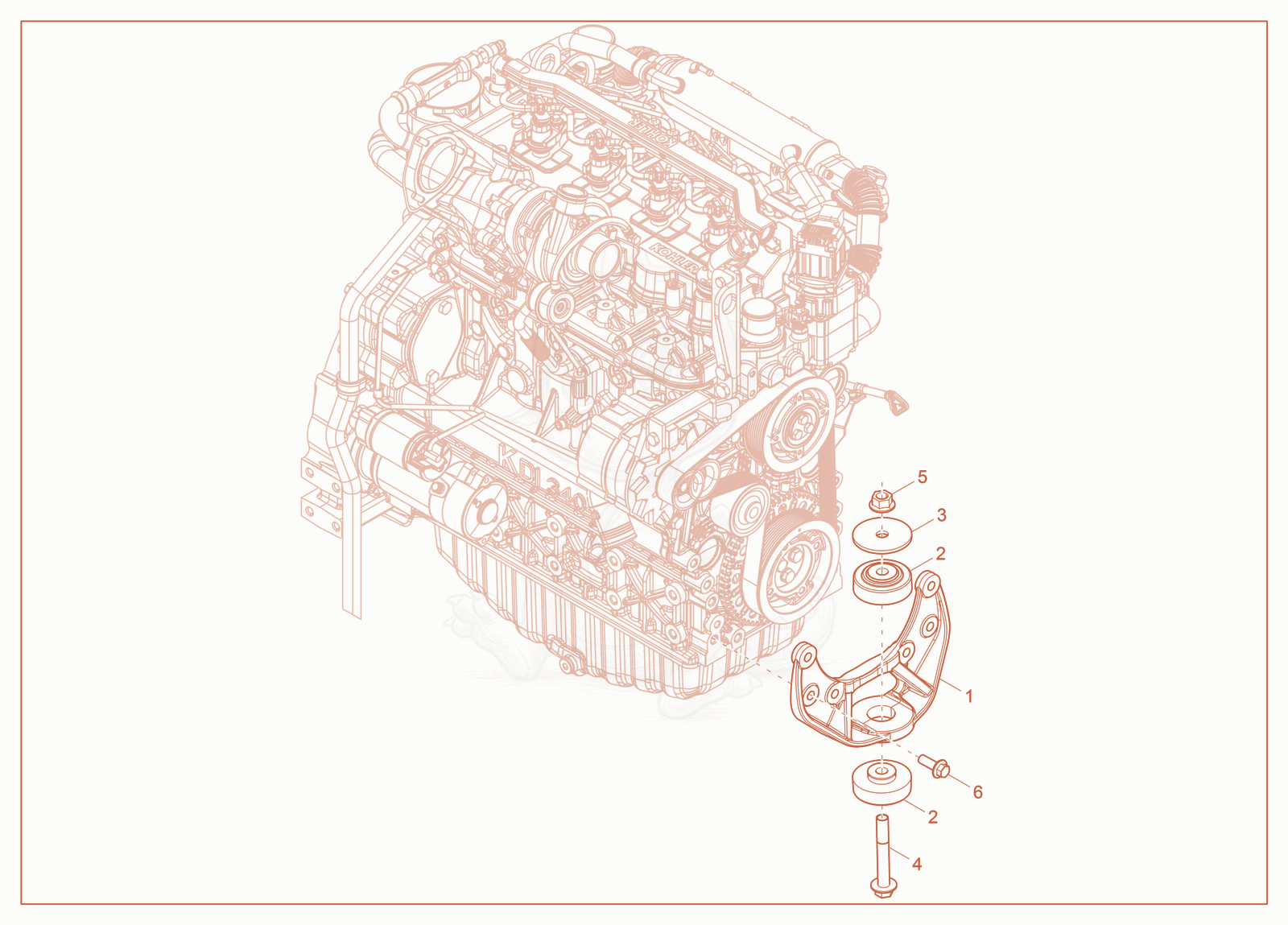 Exploded parts diagram of the Rear Engine Mount of a Wacker Neuson ST45(S06-6), with numbered balloons