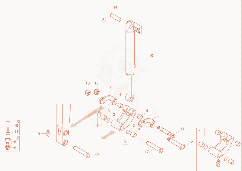 Exploded parts diagram of the CONNECTING LINK of a Wacker Neuson 1902RDFORCE, with numbered balloons