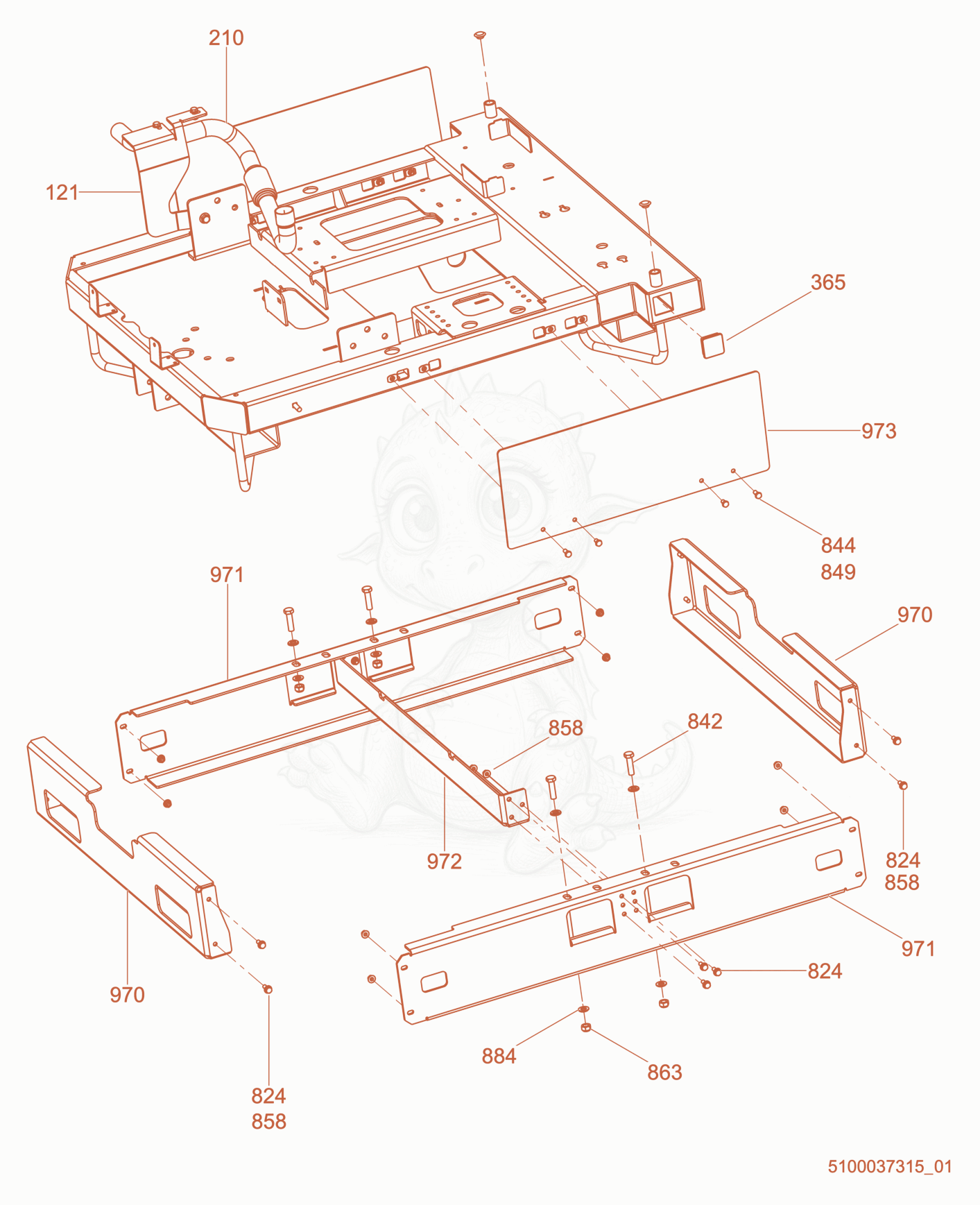 Exploded parts diagram of the Skid Assembly of a Wacker Neuson LTV6L, with numbered balloons