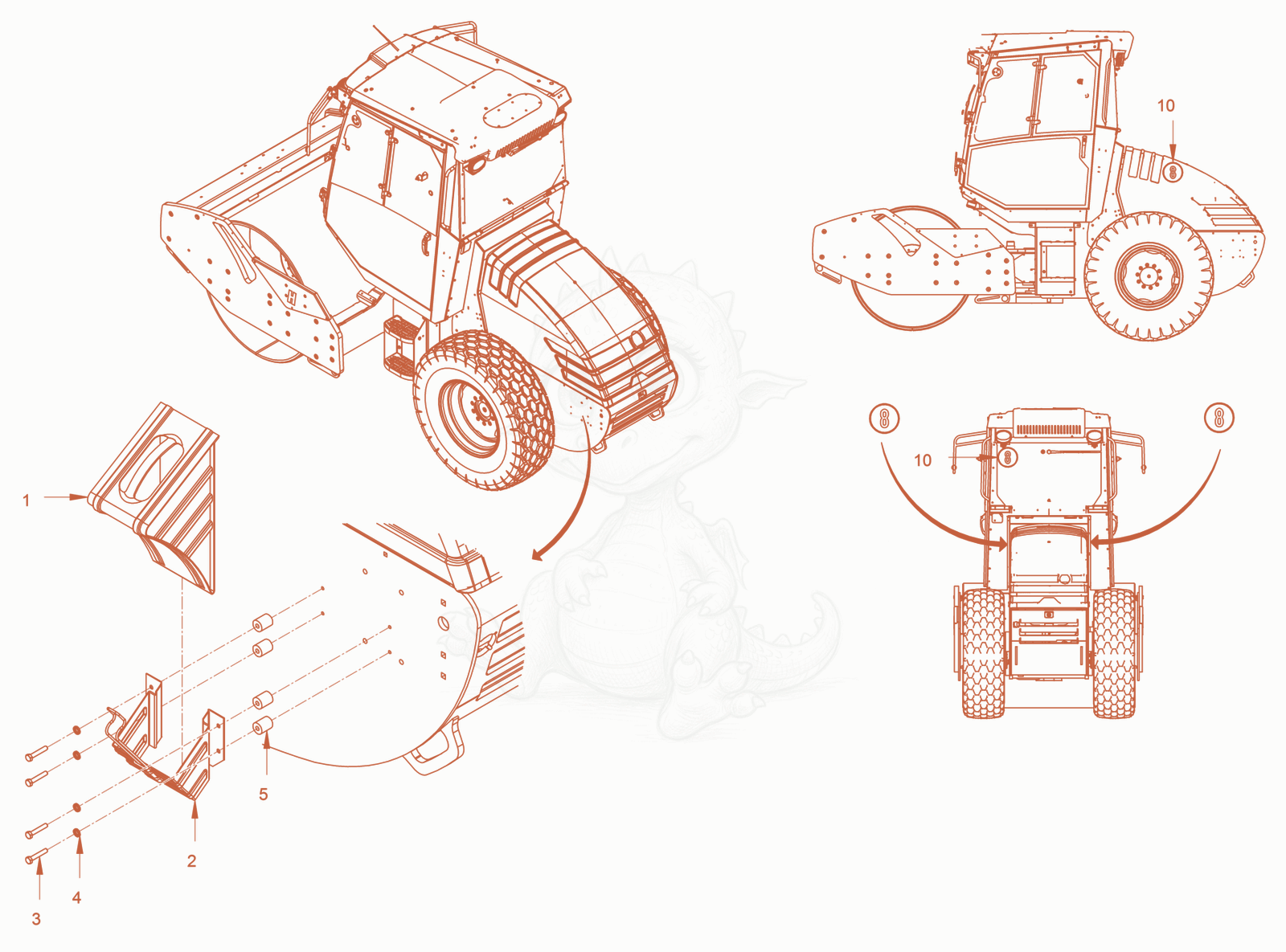 Exploded parts diagram of the tüv of a Wacker Neuson RC70VOUS, with numbered balloons