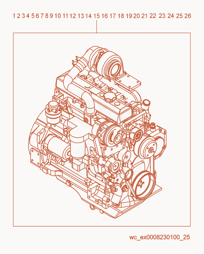 Exploded parts diagram of the Engine-Deere of a Wacker Neuson G85, with numbered balloons