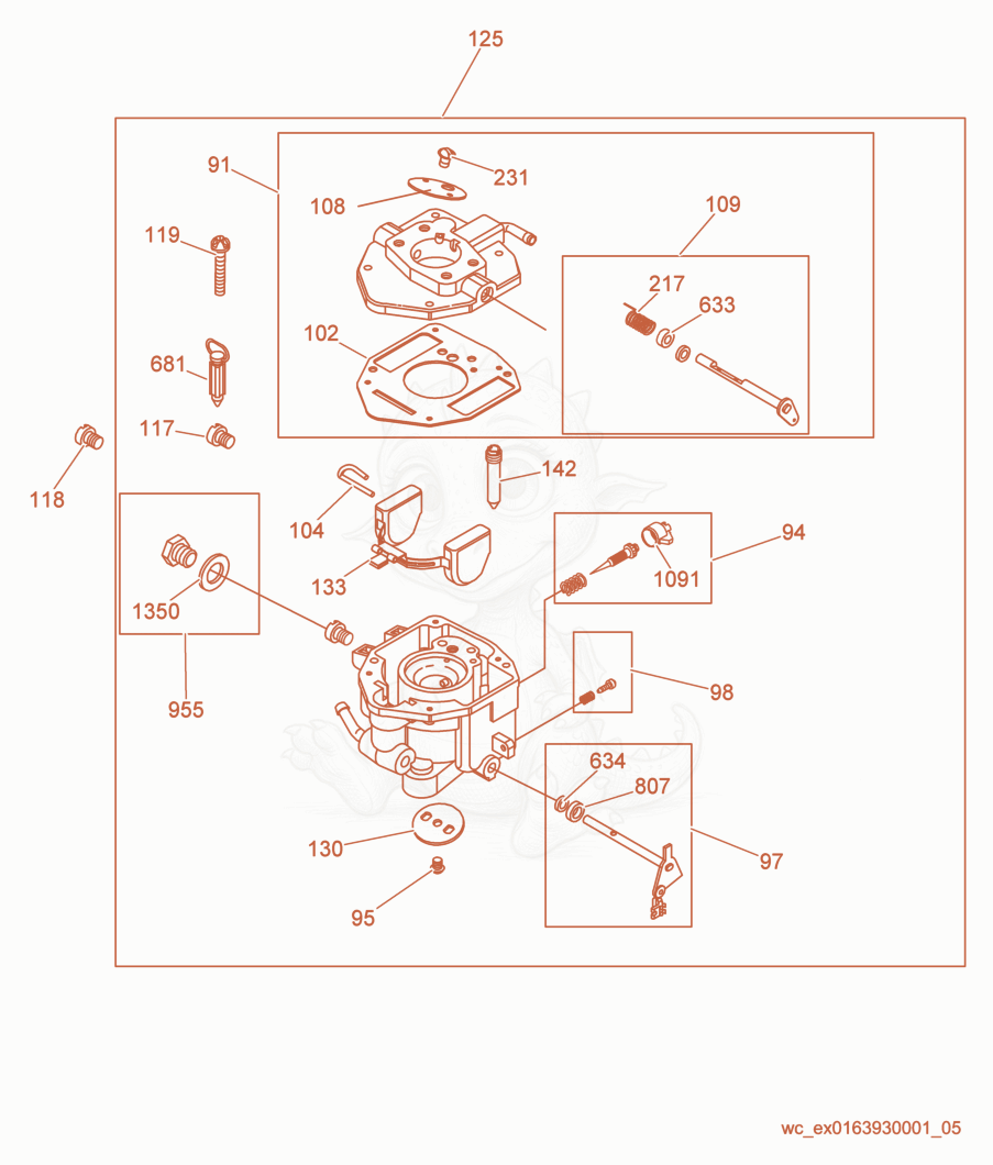 Exploded parts diagram of the Carburetor of a Wacker Neuson GS8.5V, with numbered balloons