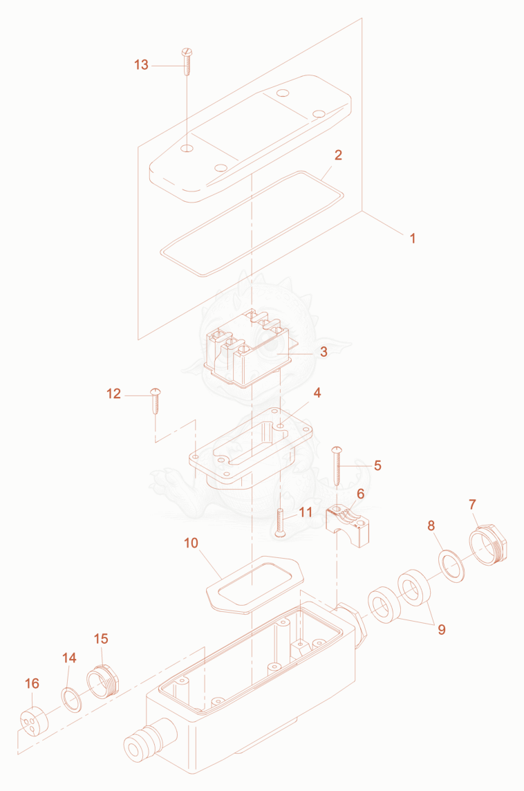 Despiece del Switch box cpl. de una máquina Wacker Neuson IREN65K6MGV, con globos numerados